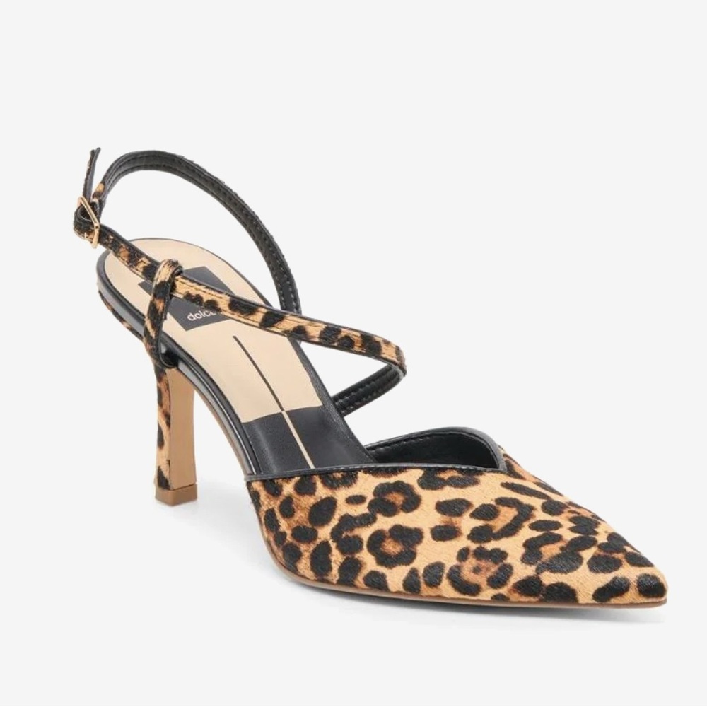 Dolce Vita Leopard-Print Pointed Slingbacks in Black & Brown - Picture 7 of 9